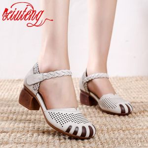 Xiuteng Dames Geweven Schoenen Zomer Handgemaakte Mode Comfortabele Lederen Flats Casual Sandalen Zapato Big Size