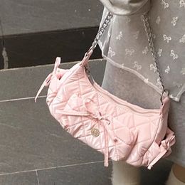 Xiuya Sac à bandoulière rose élégant pour femmes Fashion Cuir Cuir Casual Cute Handbag Chains Girls Daily Assit Sac 240524