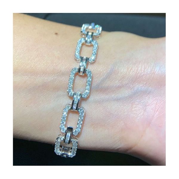 Xiy – Bracelet en or blanc pur, bijoux fins personnalisés, diamant naturel 4,3 ct, pour hommes et femmes