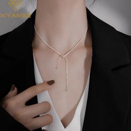 Xiyanike Silver Color Collier de chaîne de serpent Femelle Clavicule Réglable Fashion Court Fashion Simple Party Decoration 240429