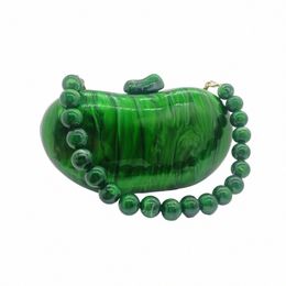 Xiyuan Automne et Hiver Nouveau Soirée Acrylique Embrayage Bourse Vert/Léopard/Champagne/Blanc Perles Sac À Main Femmes Embrayages Sacs U6mf #