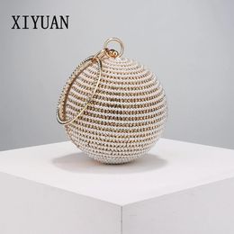 Xiyuan Goldsilver perle perle Sigle de la soirée Femme Femme Rignestone Cheongsam Metal Clutch Purse Sacs de mariage Sacs de mariage 240430