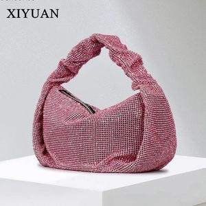 Xiyuan rose rose ramines sacs fourre-tout pour les dames élégantes sac de soirée cristal basseur à main femelle épaule de fête brillante 240509