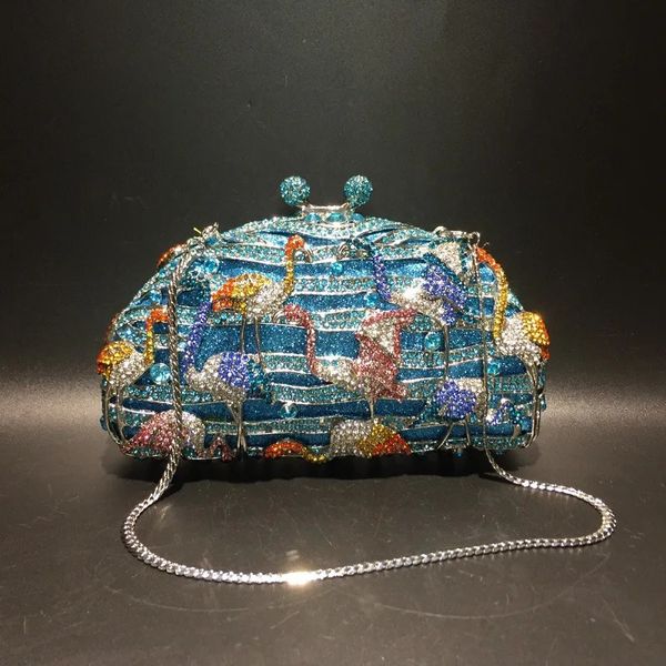 Xiyuan Mujeres Piedras de cristal bolsas de noche azules de fiesta azul bolso de bocanes de boda bolso embragues de diamantes bolsos para nupciales 240415