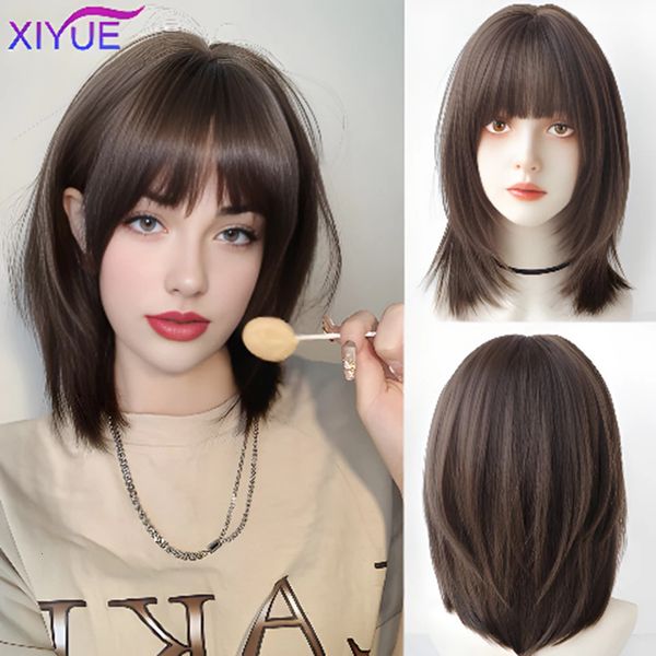Xiyue perruque cheveux courts pour femmes en estime de perruque naturelle tail loup coiffure courte gêne coiffure en plein air style couverture de tête 240407