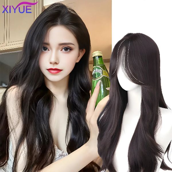 Xiyue Wig Womens Long Hair Natural Cabeza completa Cabeza de rollo dividido Cabello de peluca Top Full Wig 240407