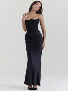 Xizou Elegant Bodycon maxi robe noires femme hors épaule sans manches Sexy Club Sexy Party Fashion Robes de soirée 240327