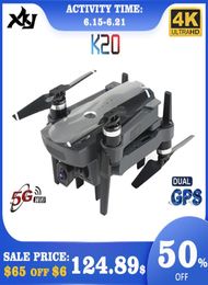 XKJ New Drone K20 Brushless Motor 5G GPS avec 4K HD Dual Camera Professional Plimable Quadcopter 1800m RC Distance Toy6876705