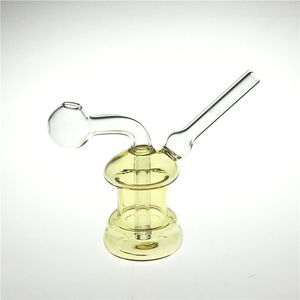 Bang de brûleur d'huile en verre doré avec 3 pouces 20 mm Bow Bol Colorful Verre Verre Fumer d'eau Bongs Fumer Pipe