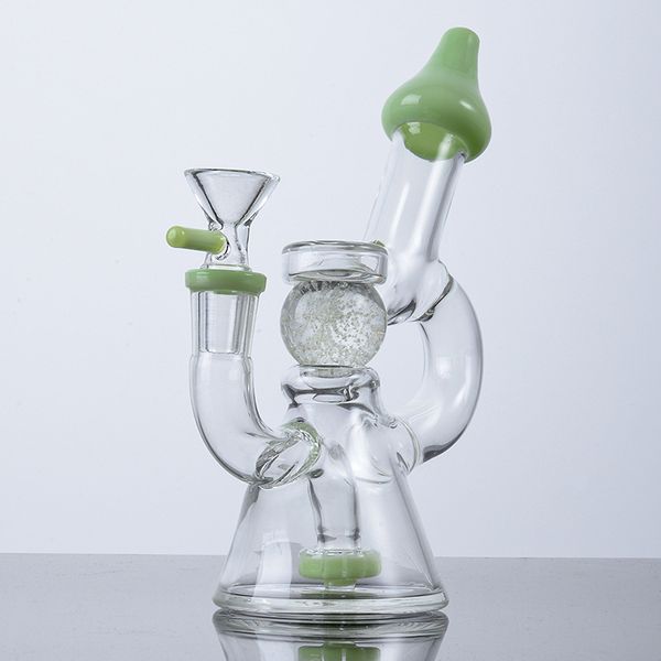 XL-341 Bongs En Verre Slited Donut Perc 14mm Femelle Joint Conduites D'eau 7Inch Glow in the Dark Ball Oil Dab Rigs 4mm Épaisseur Pommeau De Douche Perc Narguilés