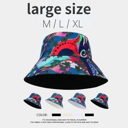 XL 60-63cm Big Head Reversible Bucket Hat Sun Bescherming Panama voor mannen vrouwen visser cap groot formaat voor reizen gaan winkelen 240510