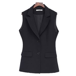 XL-8XL Grande Taille Femme Professionnelle Gilet Noir Veste Femme Produit Costume Sans Manches Haute Qualité 210527