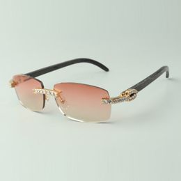 Lunettes de soleil XL Diamond Buffs 3524026 avec pattes en corne de buffle texturée noire et verres de 56 mm