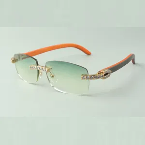 Lunettes de soleil en bois diamant XL 3524026 avec pieds en bois orange naturel et verres 56 mm