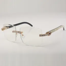 XL Diamond Buffs zonnebrillen Frames 3524022 met natuurlijke buffelhoornpoten en 58 mm Clear Cut Lens