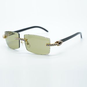XL Diamond Cool Buffs Glazen zonnebrillen 3524031 met natuurlijke pure zwarte buffelhoornpoten en 57 mm gesneden lens