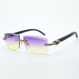 Lunettes de soleil XL Diamond Cool 3524031 avec pieds en bois noir naturel et verres taillés de 57 mm