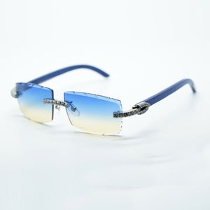 Lunettes de soleil XL Diamond Cool 3524031 avec pieds en bois bleu naturel et verres taillés 57 mm