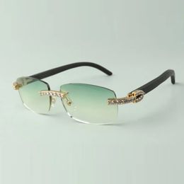 XL diamanten houten zonnebril 3524026 met zwarte houten poten bril Directe verkoop maat 56-18-135mm