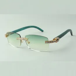 Gafas de sol de madera XL diamante 3524026 con patas de madera verde natural y lentes de 56 mm