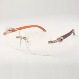 Monture de lunettes de soleil diamants XL 3524022 avec pieds en bois et verres transparents de 58 mm d'épaisseur 3,0 mm