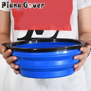 XL Large Pet Bowl Portable Cat Dog Folding Silicone Pets Food Outdoor Big s Y200917