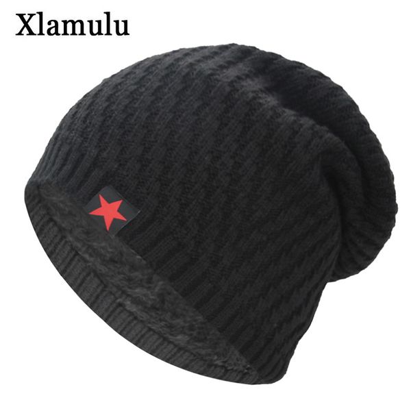 Xlamulu Skullies Gorros Sombrero de punto Sombreros de invierno para hombres Mujeres Gorro Cálido Baggy Hombre Gorros Gorros Gorros Espesar Máscara Skullies C18103101