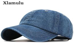 Xlamulu Solid denim honkbal cap mannen dames jeans snapback caps casquette gewoon bot hoed gorras mannen casual blanco papa mannelijke hoeden cx206349901