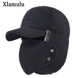 Xlamulu hiver Bomber chapeaux pour hommes fourrure chaude épaisse cagoule chapeaux d'hiver Bomber oreillette crâne masque de plein air Sport mâle Bomber chapeau Y200110