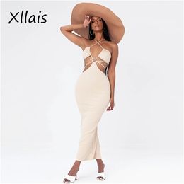 Xllais dames kleding backless maxi vestidos sexy bodycon gesneden gewaad elegante vakantie lange feestjurk aankomsten 220509