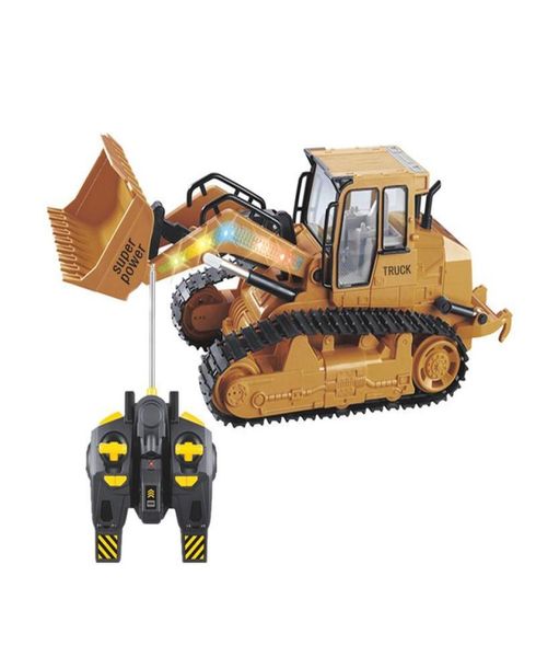 XM Grand Bulldozer télécommandé simulé avec jouet sonore léger modèle de voiture jouet de voiture d'ingénierie équipé de chargement USB LJ200912038095