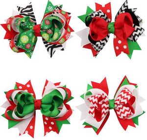 Clip de lazo de Navidad de 4,5 pulgadas, diseño navideño, flores para el cabello, sombreros para niños, horquilla para niños, pinzas para el cabello para niñas, accesorios para el cabello para bebés HD3296