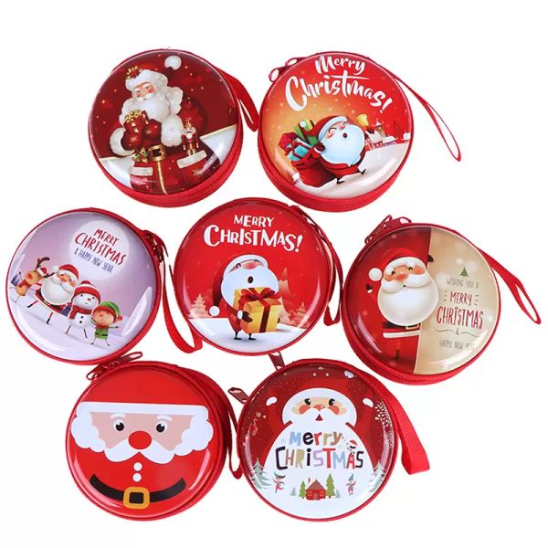 Boîte à bonbons de Noël Coin Boucles d'oreilles Casque Boîte-cadeau Mini boîte en fer blanc Bocal scellé Petites boîtes de rangement pour enfant Emballage aléatoire C0419