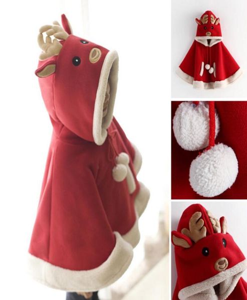 Navidad Children039s manto Feliz Navidad Rojo Santa Claus Piel sintética Chaquetas y capas para niños Invierno Cálido Chica Shawl9737990