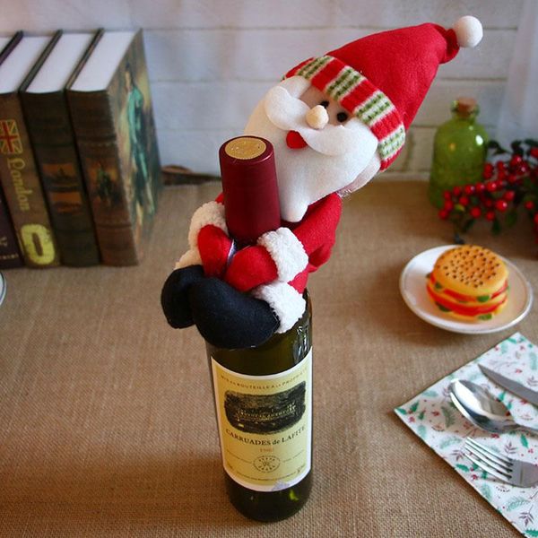 Noël noël bouteille de vin housse dessin animé Santa bonhomme de neige poupées jouet décorations de noël décor à la maison Festiva vacances