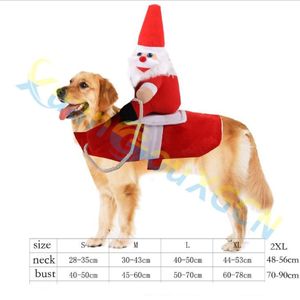 Vêtements de Noël pour chiens de Noël Costumes de Père Noël Festival du Nouvel An Habillage Vêtements pour animaux de compagnie Fête de Noël Cosplay Santa Dog Red Coat3169