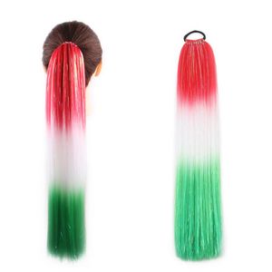 XMAS Color Ombre Sintético Cola de caballo Cabello Trenzado a granel Tinsel Glitter 24 pulgadas 100G Trenzas Extensiones de cabello