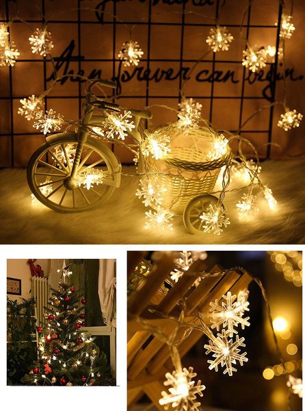 Décorations de Noël Guirlande de lumières de neige de Noël LED Petites lumières colorées Étoiles Lampes de poche Fête du Nouvel An INS Lumière décorative