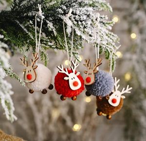 Xmas pop decoratie creatieve vilt herten hanger kerstboom fawn poppen hangers cadeau kinderen vakantie geschenken schattige kleine accessoires