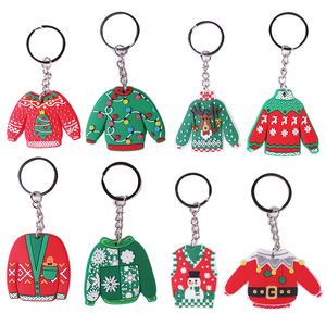 Xmas Gift PVC Keychain Christmas Cartoon Sweater Keychain Bag Decoratie Pendant Keyring Key Chain