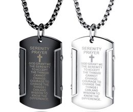 Cadeaux de Noël pour les amis Vintage Écriture Armée Carte Dog Tag Croix Pendentif En Acier Inoxydable Hommes Collier Rolo Chaîne 24 Pouces