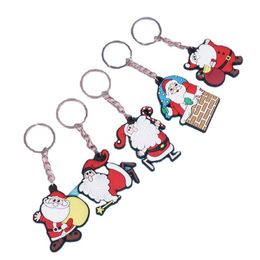 Xmas Gifts Keyring PVC Christmas Keychain Cartoon Keychains Bagage Decoratie Key Chain