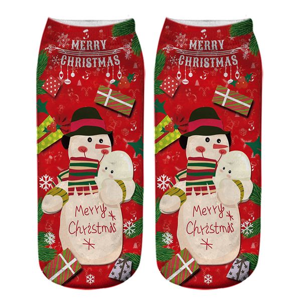 Chaussettes imprimées de Noël pour les décorations de renne du père Noël Citrouille 3D Texture douce Chaussette de bateau courte Décorations de Noël CartoonSock LYX90