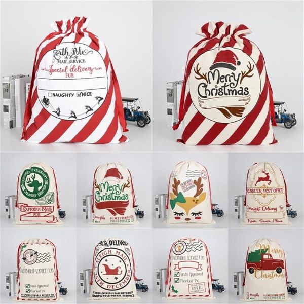 Noël Grands Bas De Noël Sacs Sacs Hesse Santa Cadeau Sac Décoration Sac Bonbons Présent Stockage Sac À Cordon 11 Styles302c