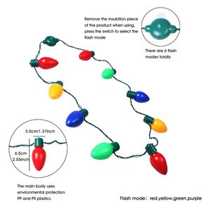 Xmas Light Up LED Collier 3 Ampoules Clignotantes String Chritmas Ornement Décoration Cadeau Pour Enfants Ou Adultes Party Favors