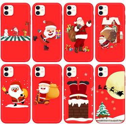 Kerstmis Vrolijk Kerstfeest Cases Voor Iphone 15 14 Plus Pro Max 2022 13 12 11 XS MAX XR X 8 7 6 6S Gift Zachte TPU Kerstman Hoed Boom Sneeuw Sneeuwpop Rood Zwart Gel Telefoon Cover Back Coque