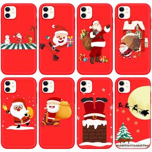 Xmas Merry Christmas Cases para iPhone 15 14 Plus Pro Max 2022 13 12 11 XS Max XR x 8 7 6 6s Regalo suave Tpu Santa Claus Hat Tree Snow Man de nieve Red Black Gel Phone Coque