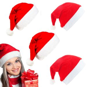 Sombreros de fiesta de Navidad Terciopelo dorado felpa corta no tejida sombrero de Navidad para adultos Gorro de Papá Noel Decoraciones navideñas por mar T9I002121