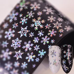 Xmas Patroon Nail Art Stickers 3D Sneeuwvlok Star Laser Glitter Kerstversiering Manicure Nails Transfer Folies 100x4cm