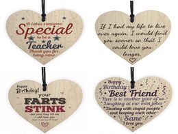 Ammas Wooden Love Decoraciones navideñas Regalo Plaque Costilla Forma de corazón Letra Amistad Decoración de botellas de vino Etiquetas W004506072663